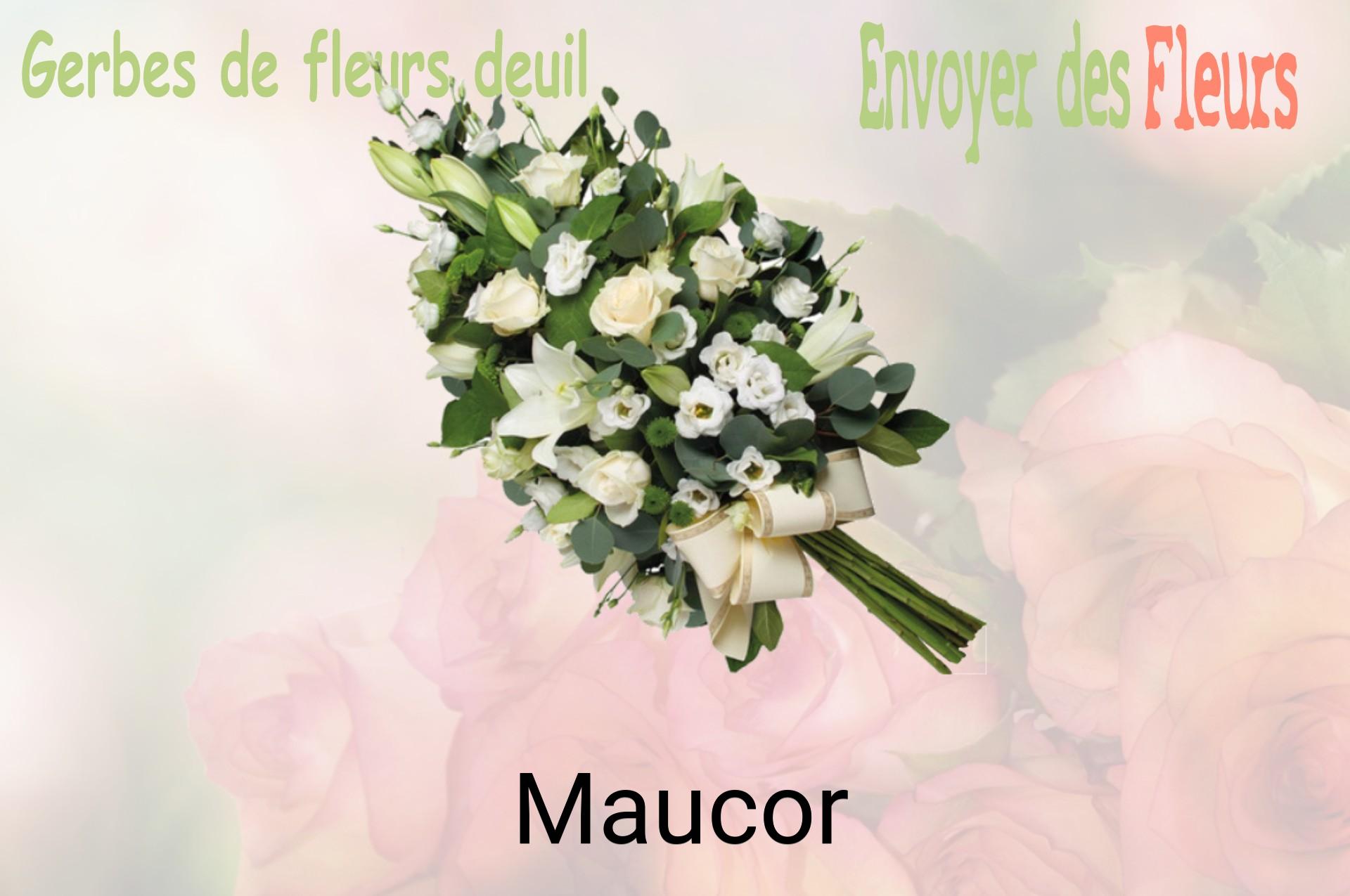 Gerbe de fleurs de deuil livrée à Maucor